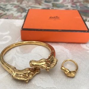 Hermes Horse bracelet and ring set